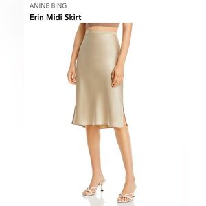 Anine Bing Erin Silk Bar Skirt, Small